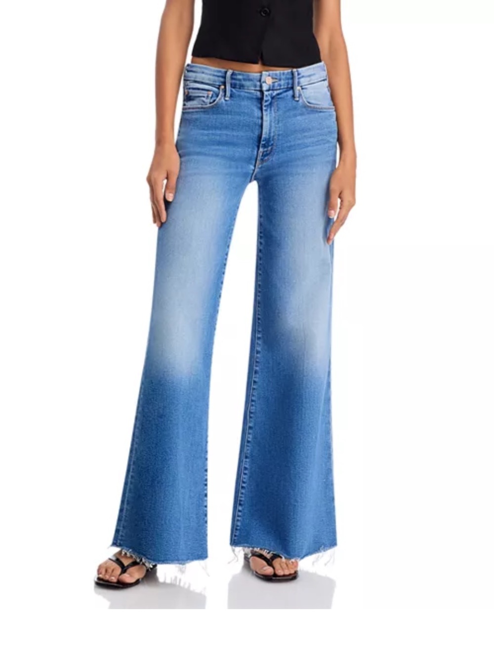 MOTHER The Roller Stretch Wide Leg Fray Jean